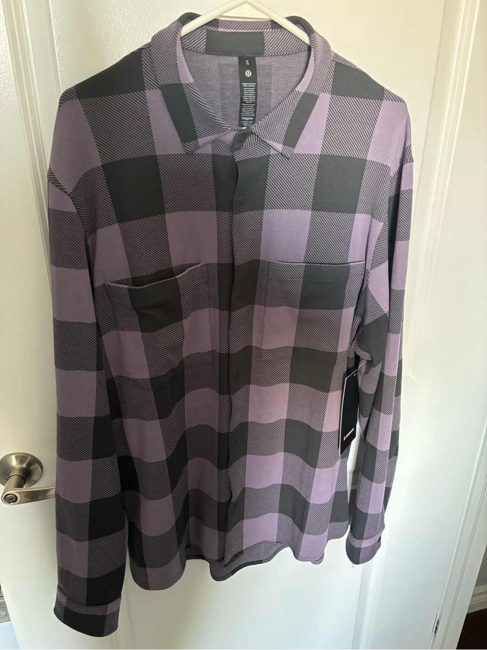 Men’s LULULEMON Purple and Black Plaid Button-Up Shirt